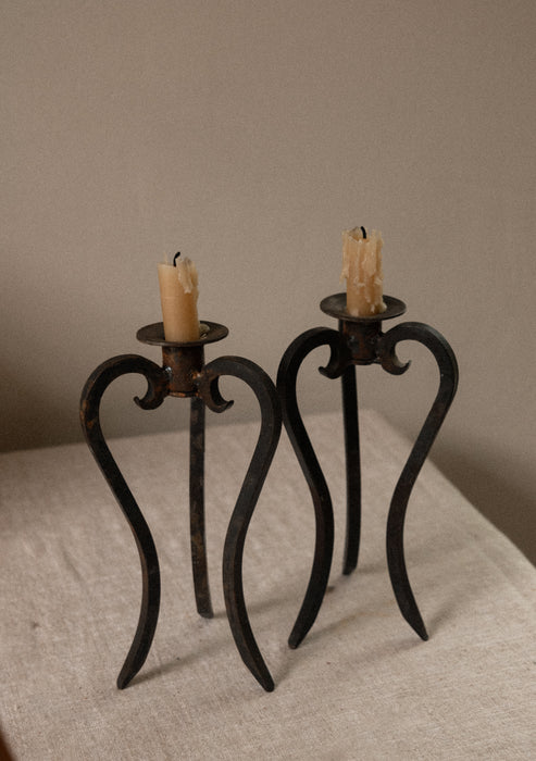 Vintage iron candle holders