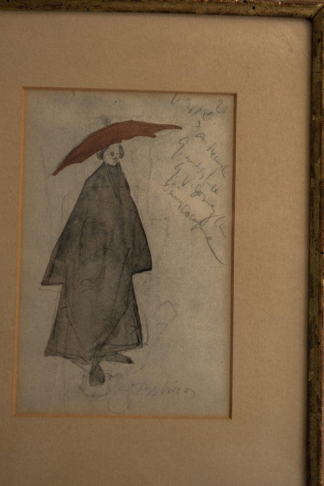 Vintage original costume sketch framed