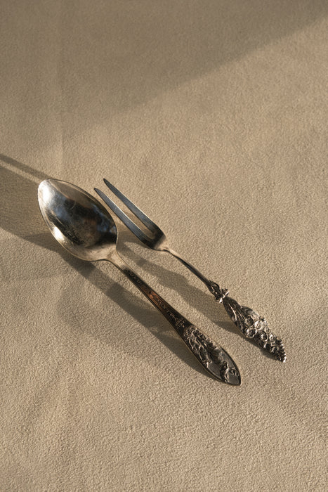 Antique silver spoon & fork set