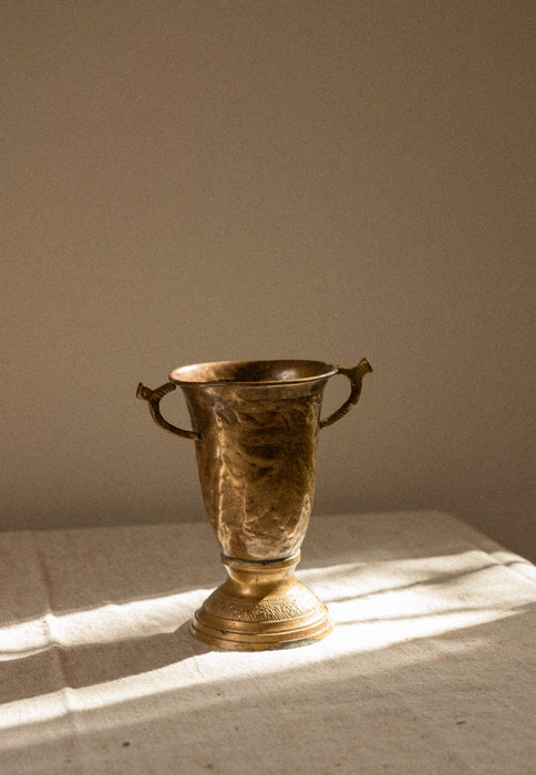Antique brass handle vase