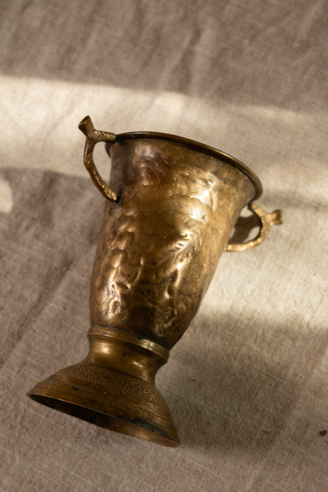 Antique brass handle vase