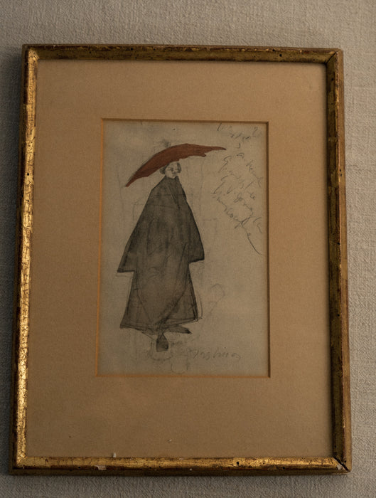 Vintage original costume sketch framed