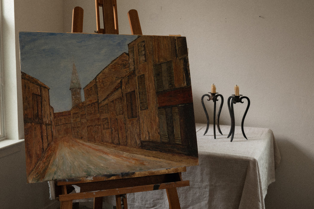 Vintage European painting on board