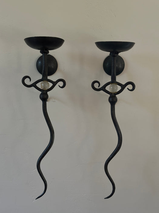 Vintage Sculptural brutalist style sconces