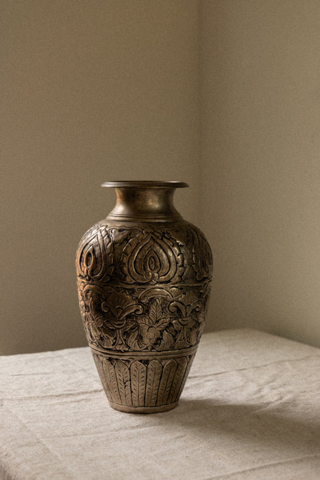 Vintage metal repousse vase