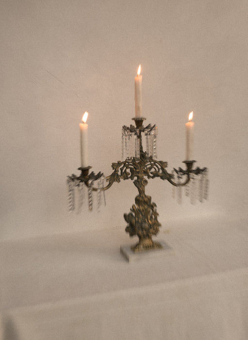 Antique Victorian candelabra with crystal prisms