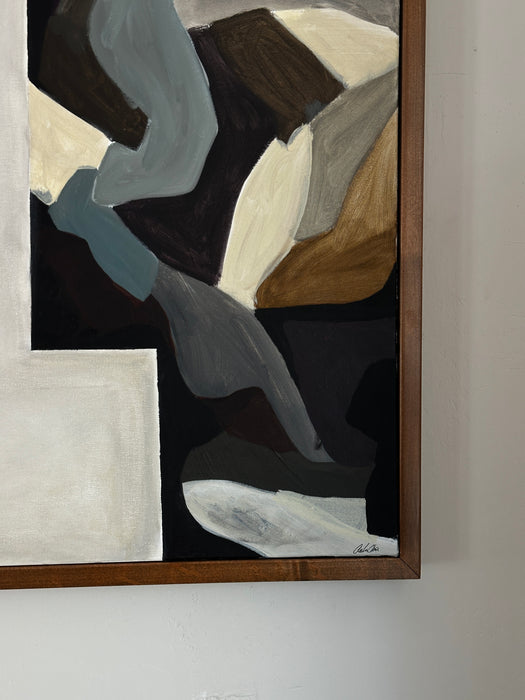Framed abstract gouache on canvas