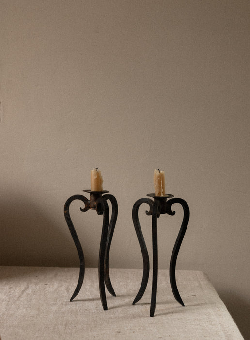 Vintage iron candle holders
