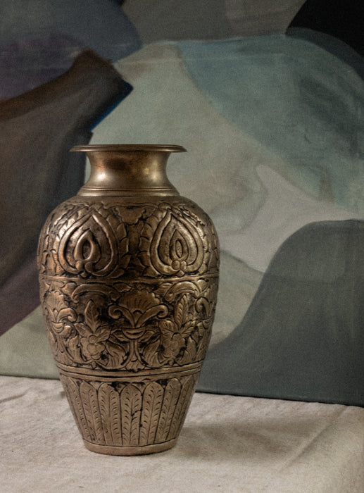 Vintage metal repousse vase