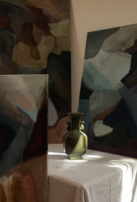 Vintage Archaistic Olive Green Vessel