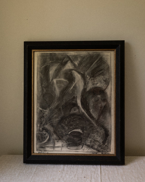 Original vintage charcoal drawing by June Rickman