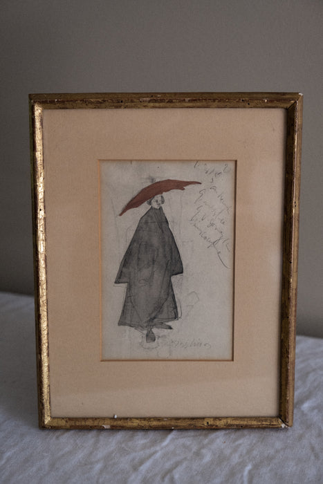 Vintage original costume sketch framed