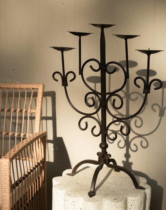 Antique wrought iron candelabra