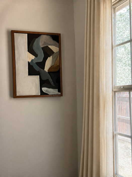 Framed abstract gouache on canvas