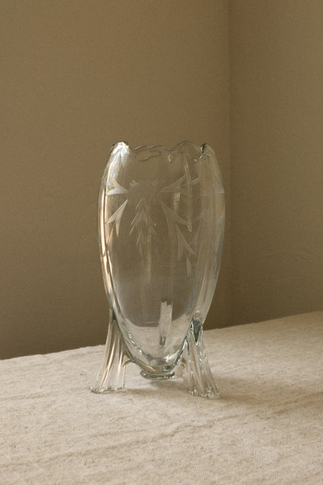 Vintage floral glass vase