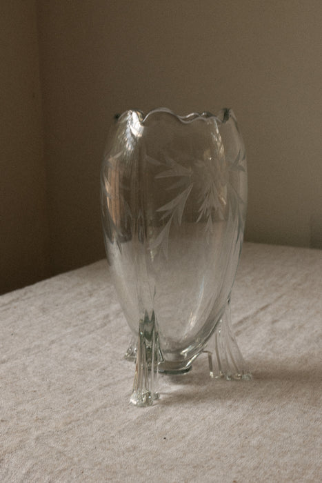Vintage floral glass vase