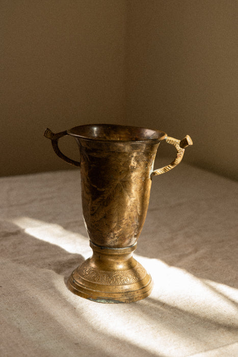 Antique brass handle vase