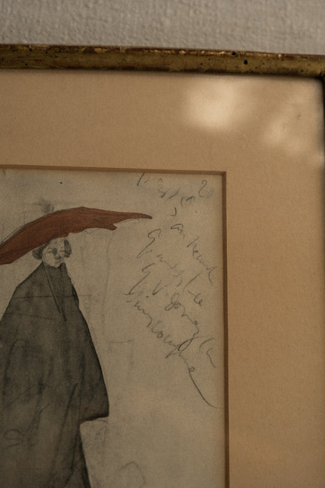 Vintage original costume sketch framed