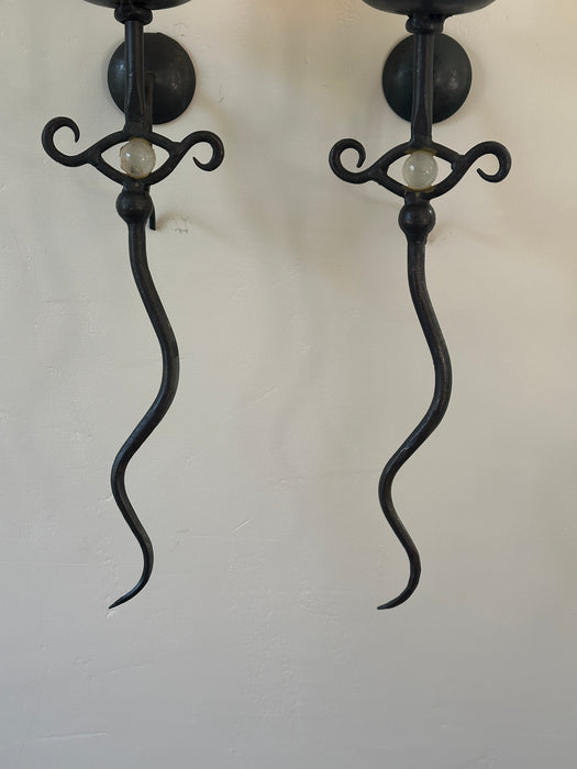 Vintage Sculptural brutalist style sconces