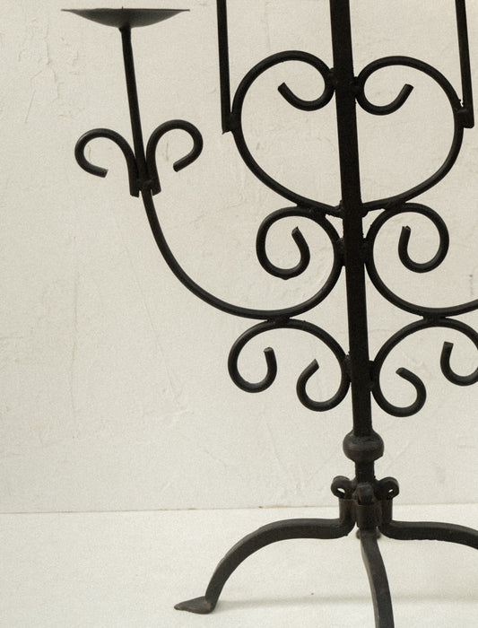 Antique wrought iron candelabra