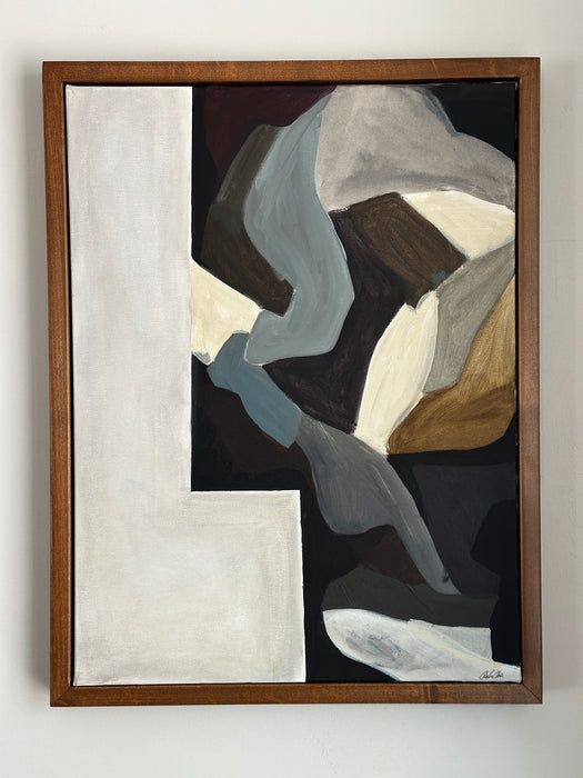 Framed abstract gouache on canvas