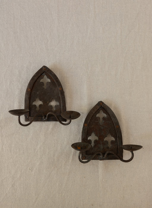 Brutalist wrought iron candle holders