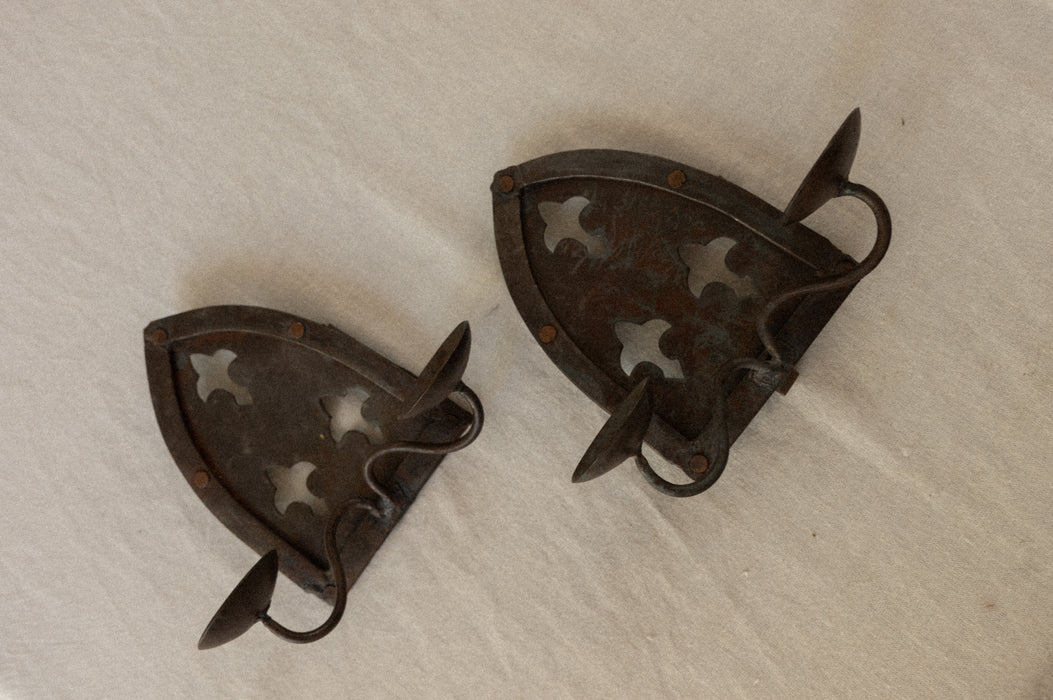 Brutalist wrought iron candle holders
