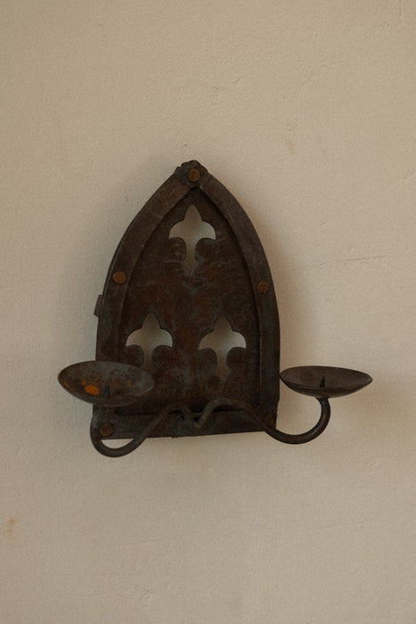 Brutalist wrought iron candle holders