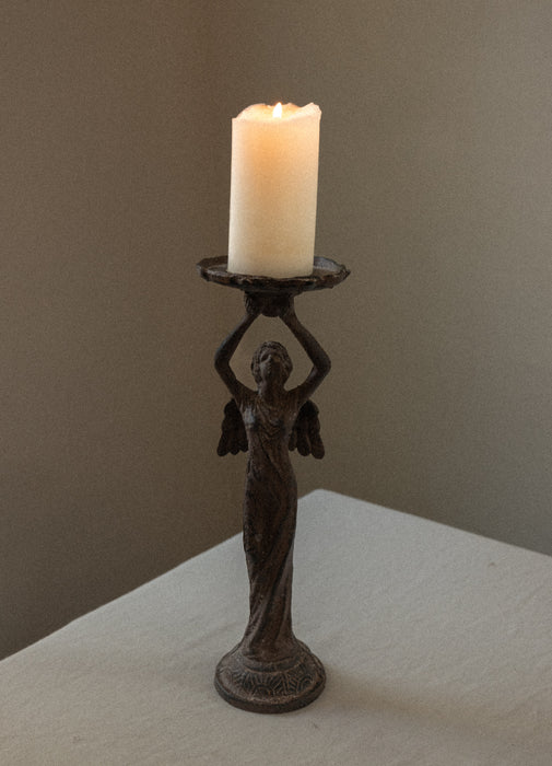Vintage Art Nouveau angel cast iron holder
