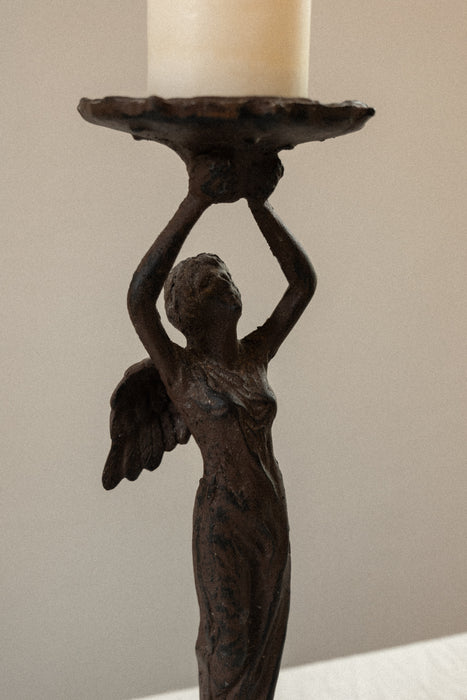 Vintage Art Nouveau angel cast iron holder
