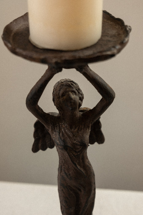 Vintage Art Nouveau angel cast iron holder