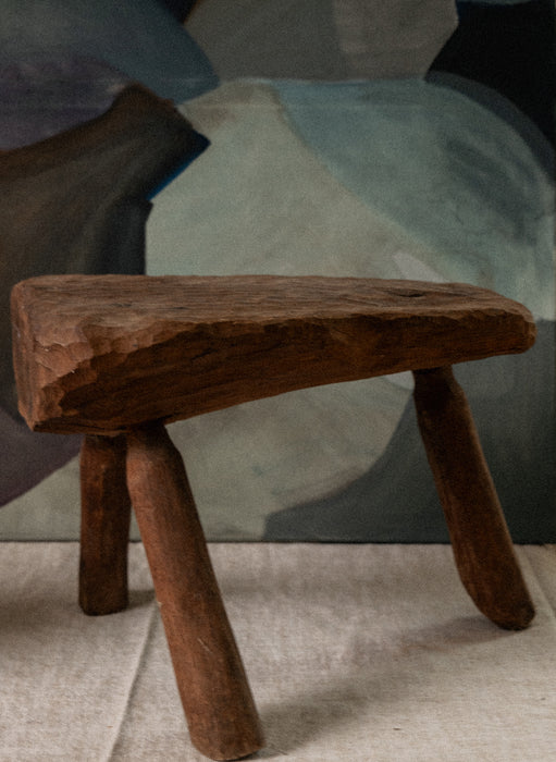 Vintage hand-carved wood stool
