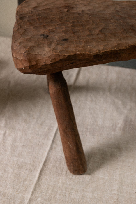Vintage hand-carved wood stool