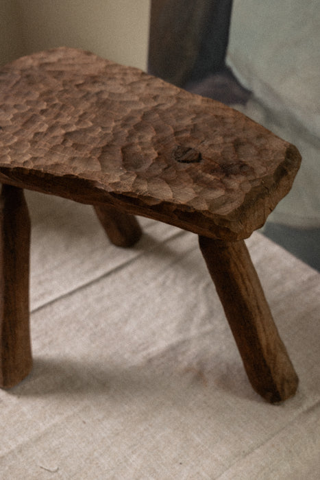 Vintage hand-carved wood stool