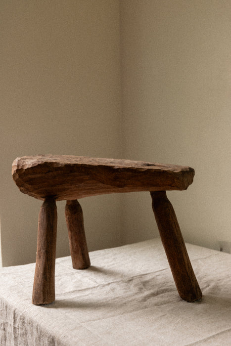 Vintage hand-carved wood stool