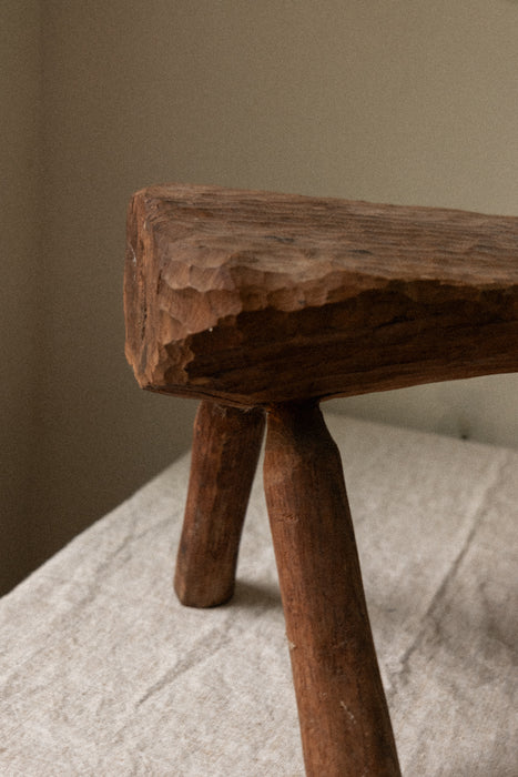 Vintage hand-carved wood stool