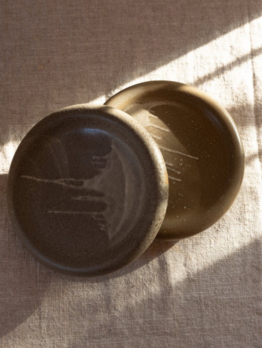 Set of custom drip glaze ceramic plates