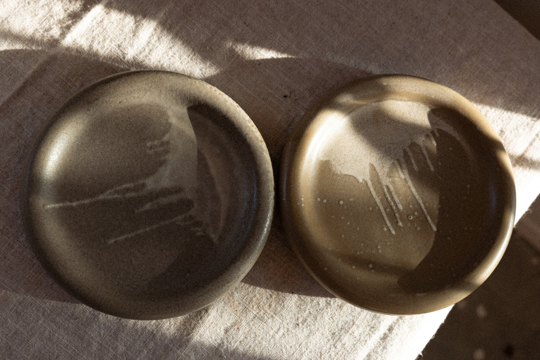 Set of custom drip glaze ceramic plates
