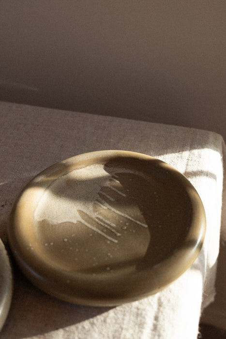 Set of custom drip glaze ceramic plates