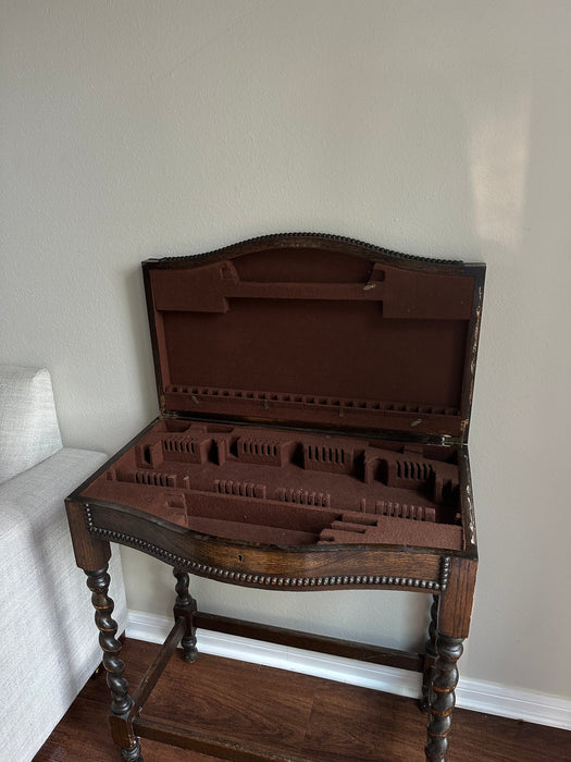 Antique oak barley twist side table or cabinet