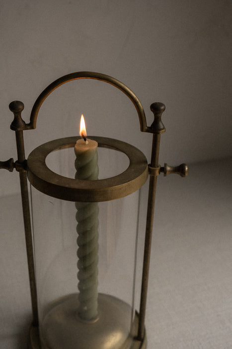 Antique brass lantern candle holder
