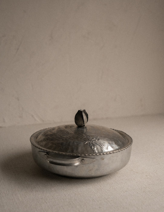 Vintage Floral Hand Forged Aluminum dish