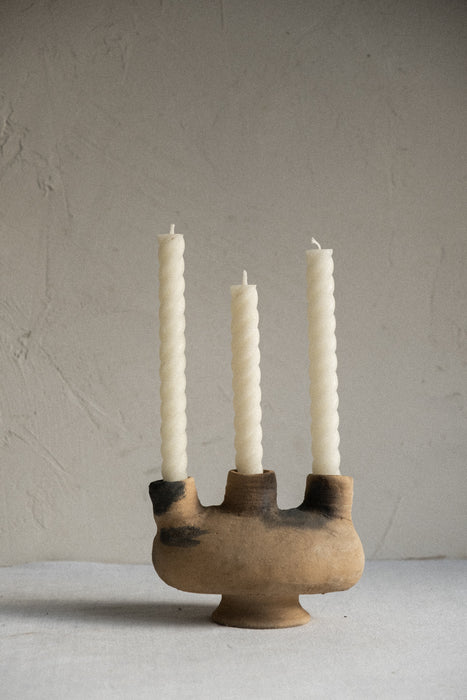Mexican wood fired clay candelabra